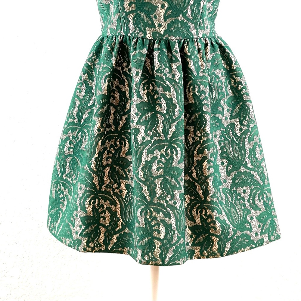 Zara Green Tulip Lace Mini Dress Size M - Picture 7 of 10